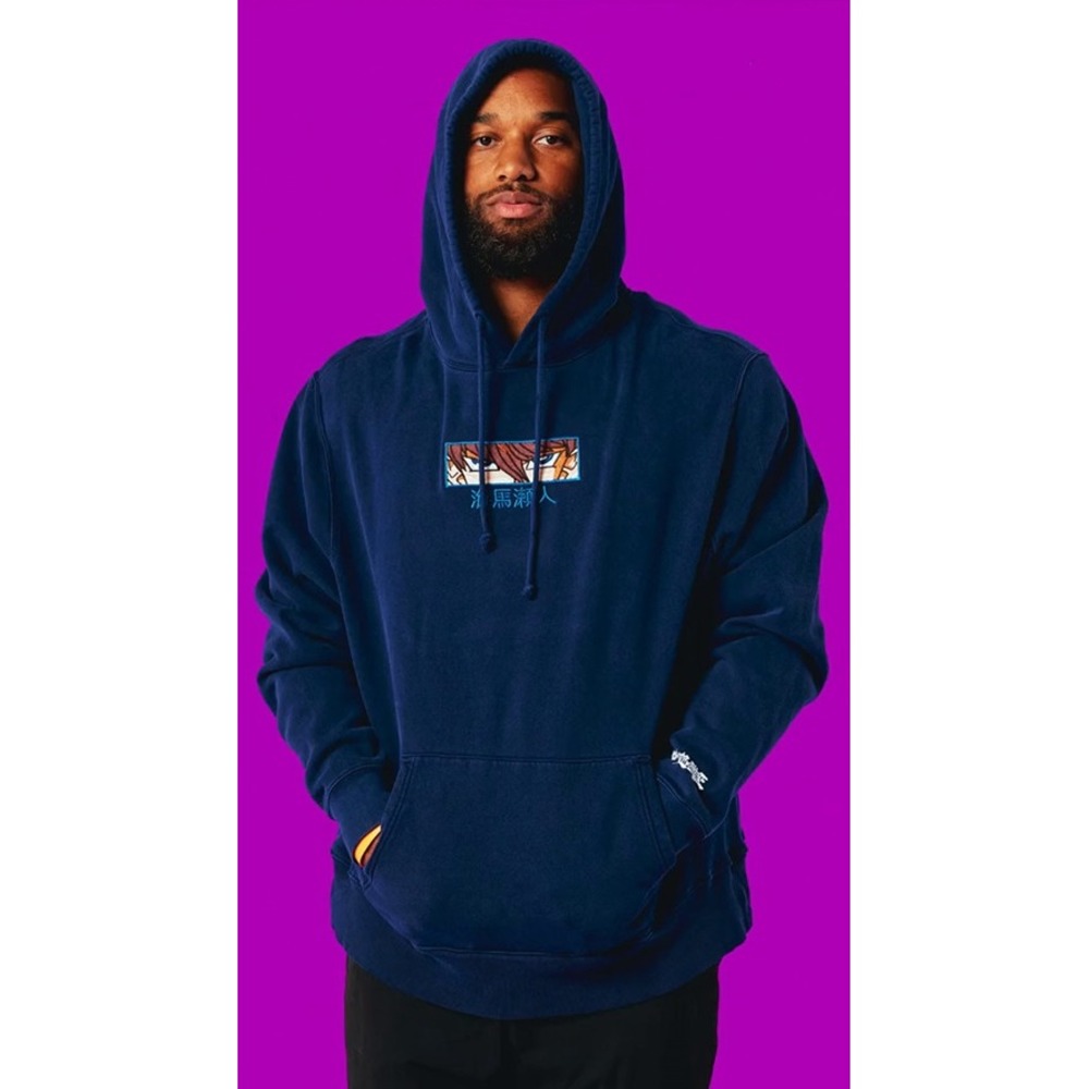 Hypland Yu-Gi-Oh Seto Kaiba Eyes Hoodie Medium Navy Blue Anime Embroidered Rare